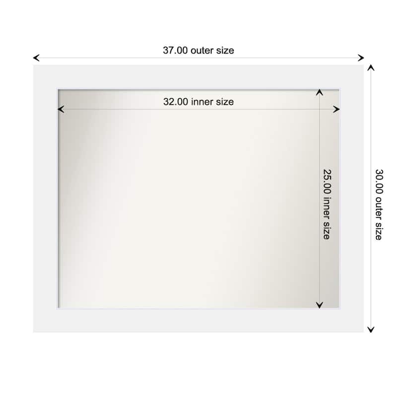 Corvino White Framed Non-Beveled Custom Wall Mirror, Bathroom Vanity Mirror - Outer Size: 37 x 30