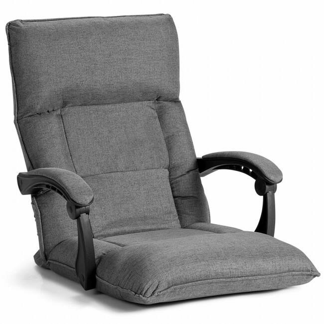 Position Floor Chair Lazy Sofa with Adjustable Back Headrest Waist - 26.5" x 29" x 29.5" (L x W x H)