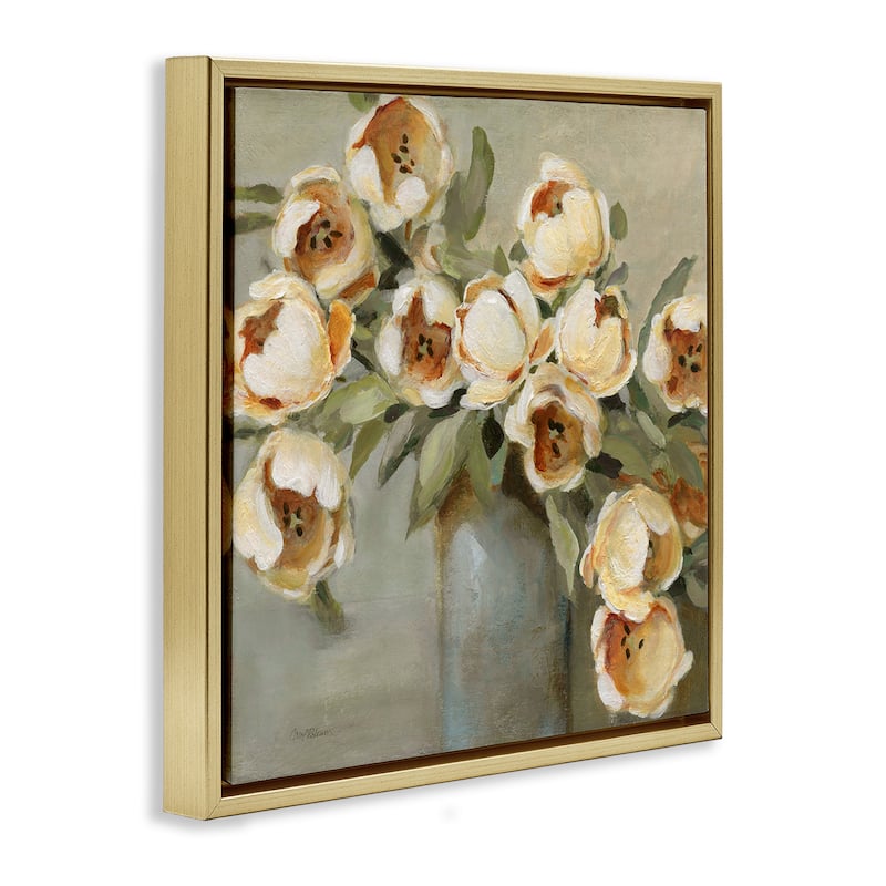 Stupell Curved Flowers in Vase Framed Floater Canvas Wall Art Design By Carol Robinson