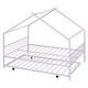 preview thumbnail 77 of 82, Twin/Full Size Metal House Bed with Twin Size Trundle, Playhouse Bed Montessori Bed House Platform Bed with Roof Frame for Kids