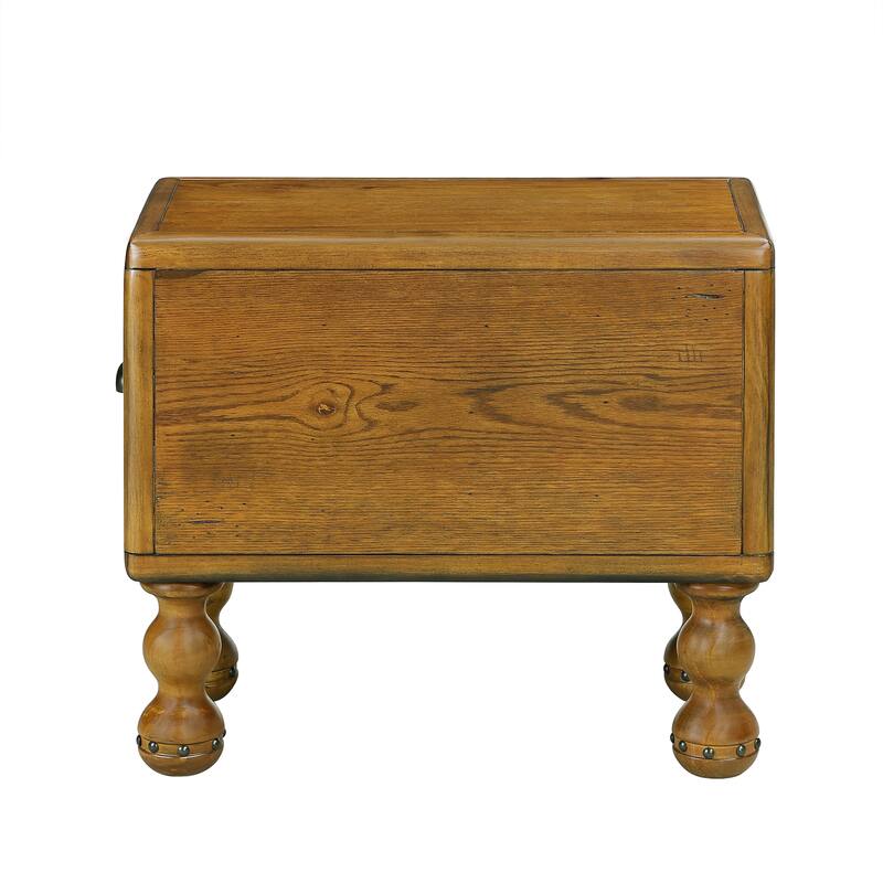 Vintage Rustic Farmhouse Nightstand, Rectangle Narrow Side Table with Drawer, Wooden Table Sides with Solid Wood Legs