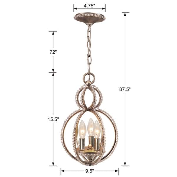 Garland 3 Light Crystal Bead Mini Chandelier - 9.5'' W x 15.5'' H