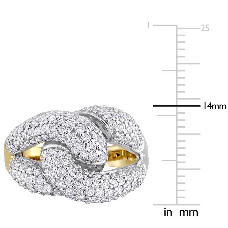 Miadora 1-3/8ct TDW Diamond Knot Design Cluster Ring in 14k White and Yellow Gold