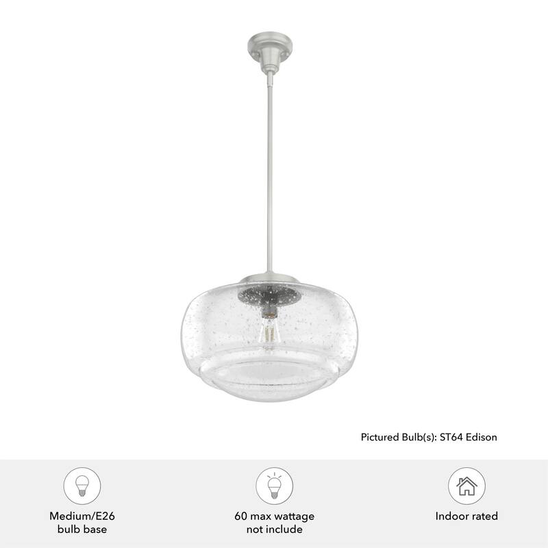 Hunter 16" Saddle Creek 1 Light Pendant / Semi-Flush Mount Ceiling Light - Entry, Kitchen Island, Dining Room - Schoolhouse