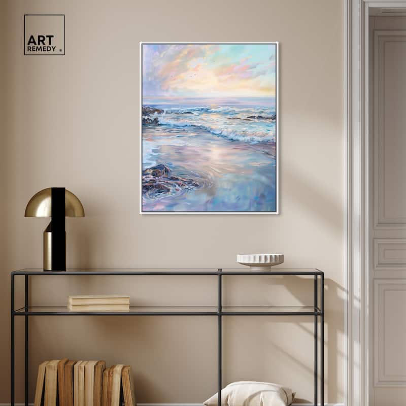 Art Remedy Dreamy Shoreline Framed Sailing 1 Piece Canvas Wall Art