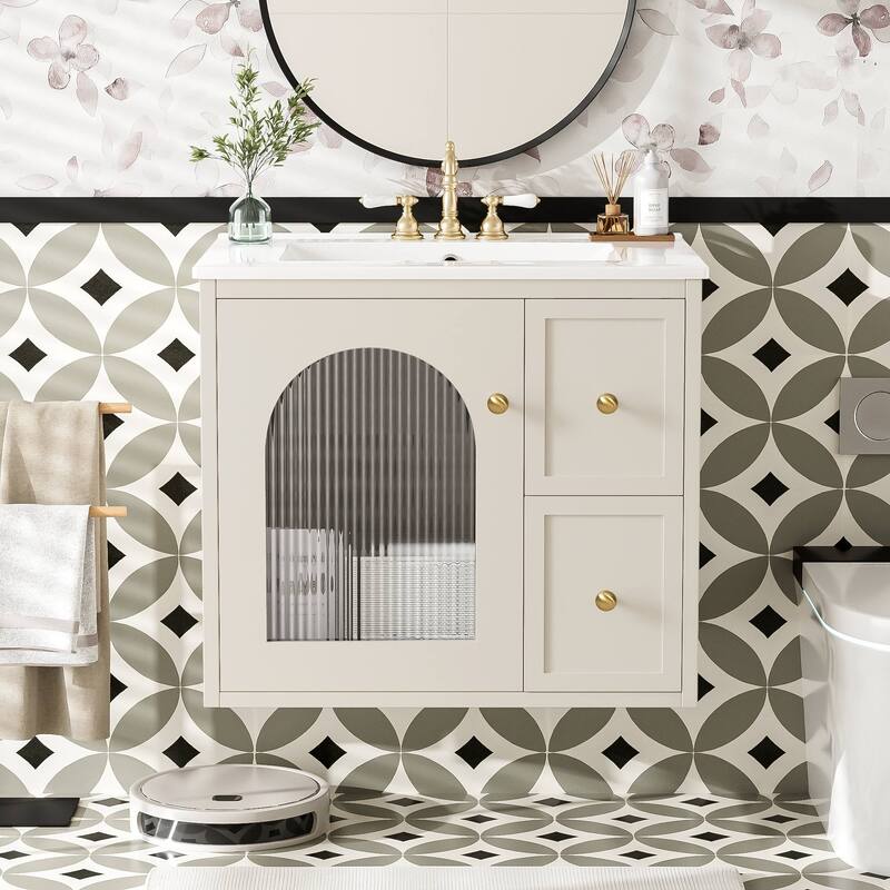 Bathroom Vanity With Sink In 24 Inch, Floating Bathroom Vanity With Soft Close Door