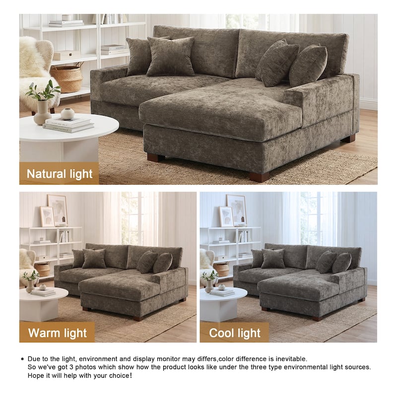 Modern Oversized Chenille Modular Sectional Sofa With Chaise