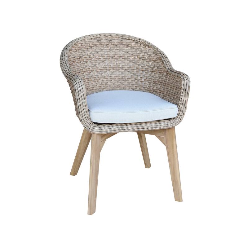 Outdoor Set of Two Wicker Dining Chairs with Cusions