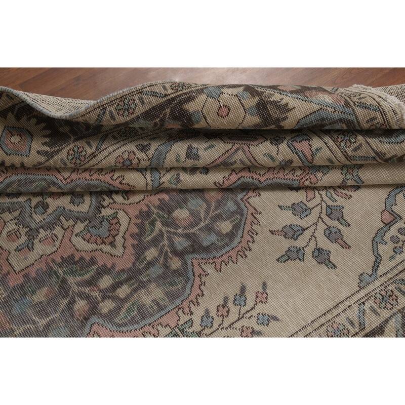 Floral Medallion Tabriz Persian Area Rug Handmade Wool Carpet - 6'7"x 9'8"