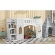 preview thumbnail 4 of 18, Twin Size Low Loft Bed with Side Storage Staircase and Window, Pinewood Frame Playhouse Bed Playful Castle Bed for Children