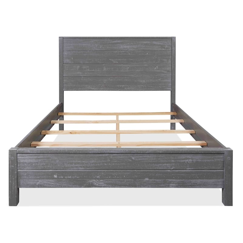 Grain Wood Furniture Montauk Distressed Solid Wood Panel Bed - Rustic Grey - Full