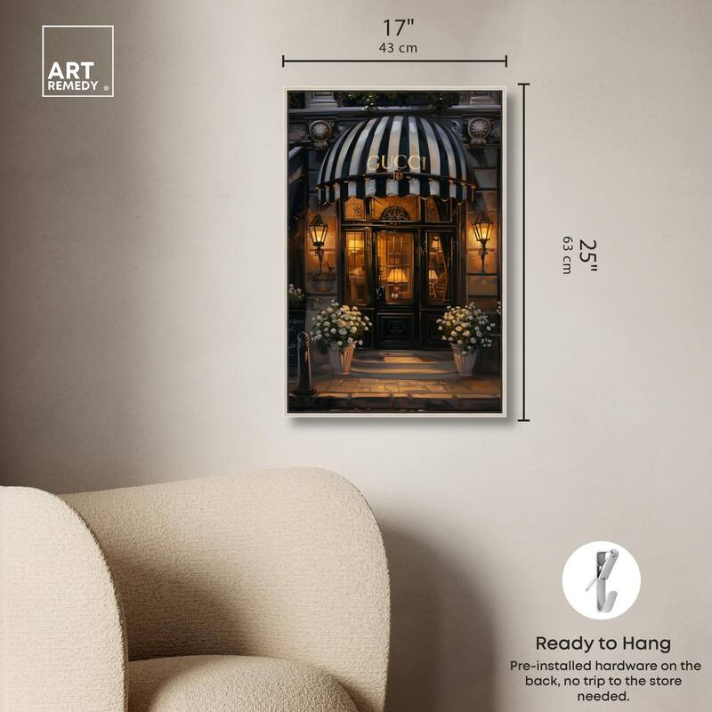 Elegant Night Time Store Visit Canvas by Art Remedy