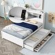 preview thumbnail 3 of 12, Full Size Bunk Bed w/ Drawers Storage Bed, USB Plugs Upholstered Bed & Trundle Platform Bed Frame for Kids, Teens, Girls, Boys