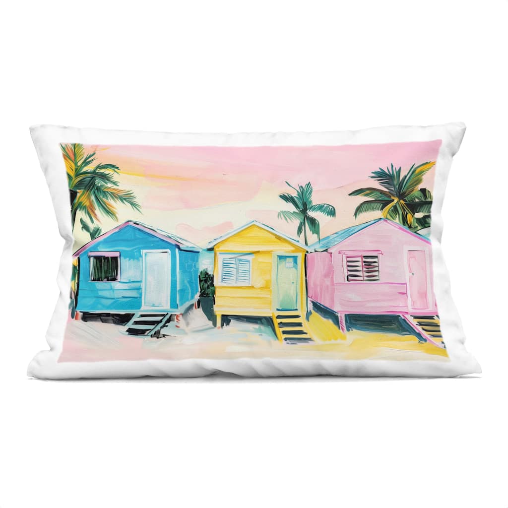 Stupell Pastel Tropical Beach Cabins Decorative Printed Throw Pillow Design by Arlington Prints