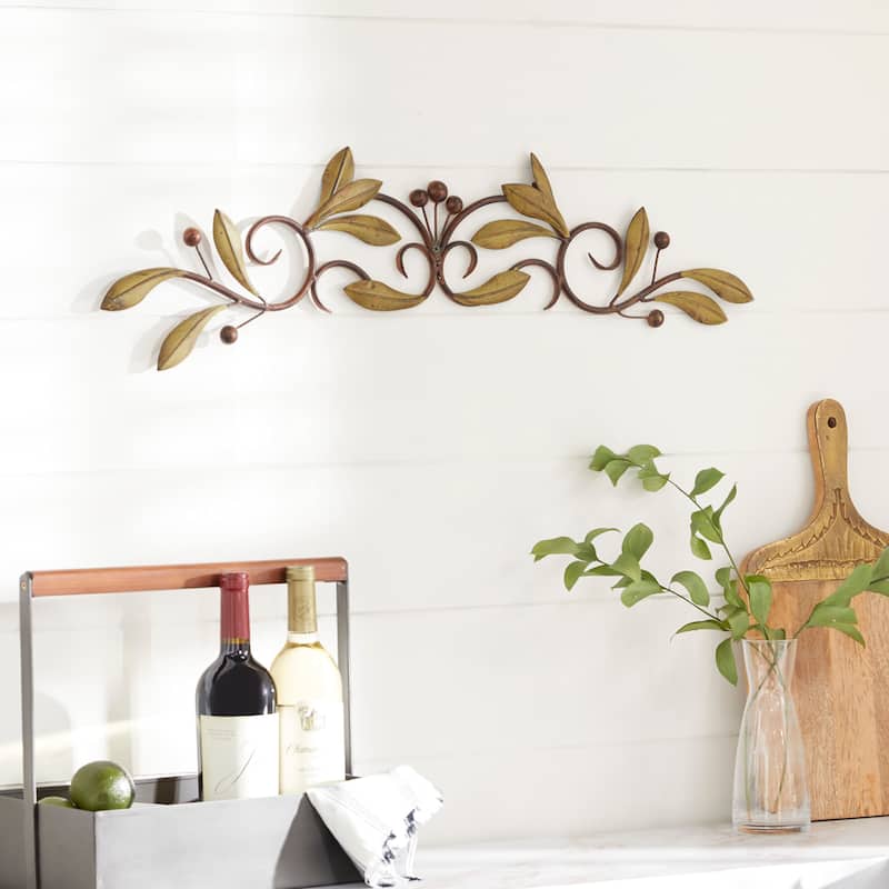 Green Metal Leaf Home Wall Decor - Green