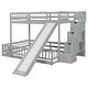 preview thumbnail 7 of 17, Twin over Twin Bunk Bed with Safety Guardrails,Pine Solid Wooden Kids Beds with Slide and Storage Staircase