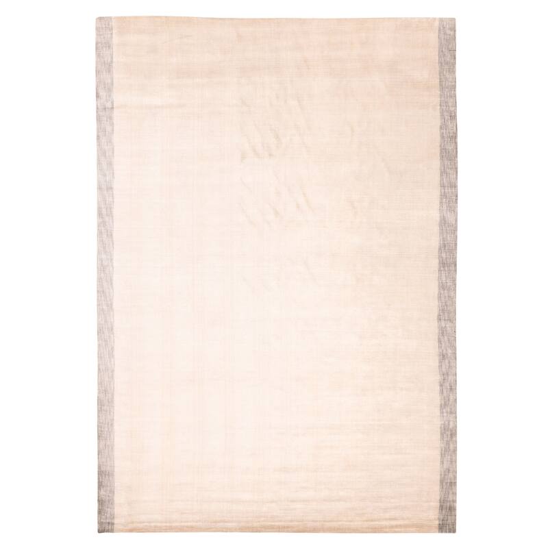 ECARPETGALLERY Hand Loomed Shimmer Ivory Viscose Rug - 7'11 x 11'4