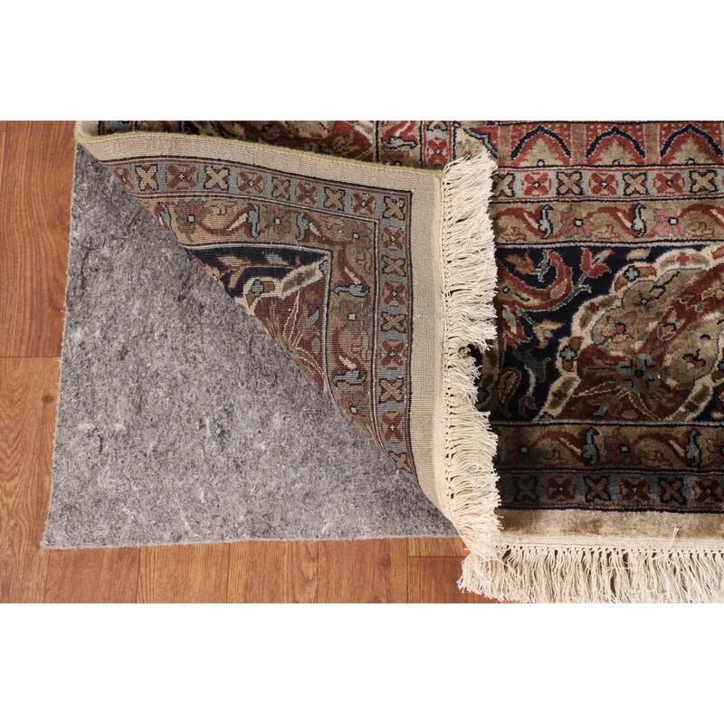 Navy Blue Agra Indian Area Rug Handmade Wool Carpet - 8'0"x 10'1"
