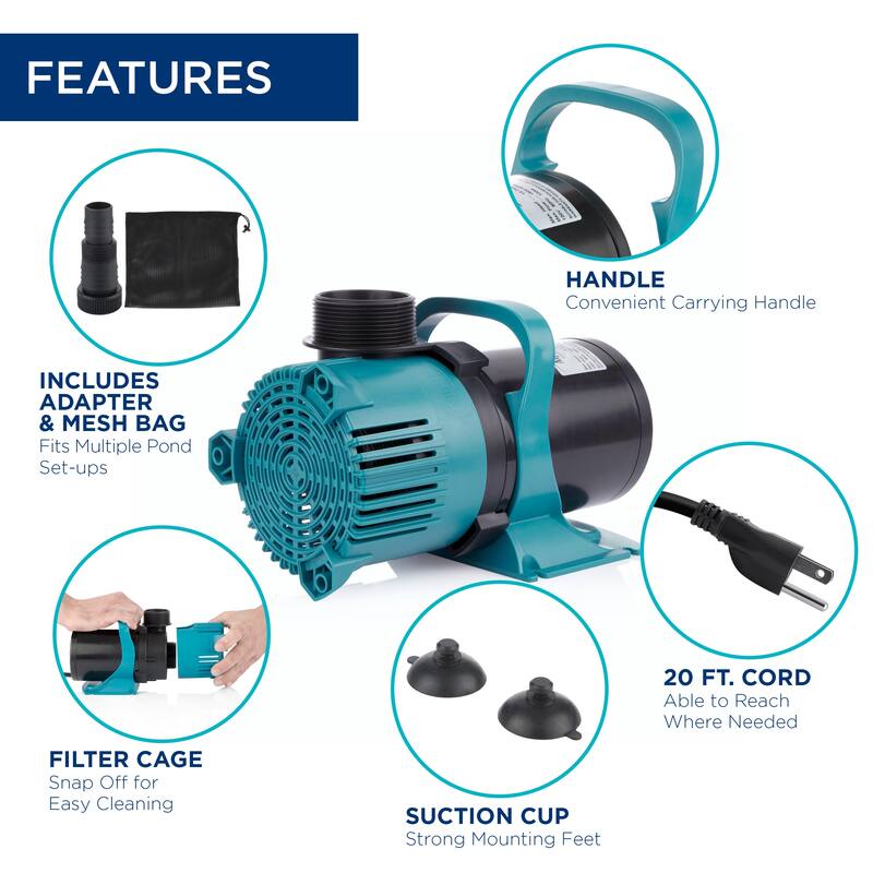 Alpine Corporation Energy-Saving Vortex Pump for Ponds, Fountains, Waterfalls, and Water Circulation