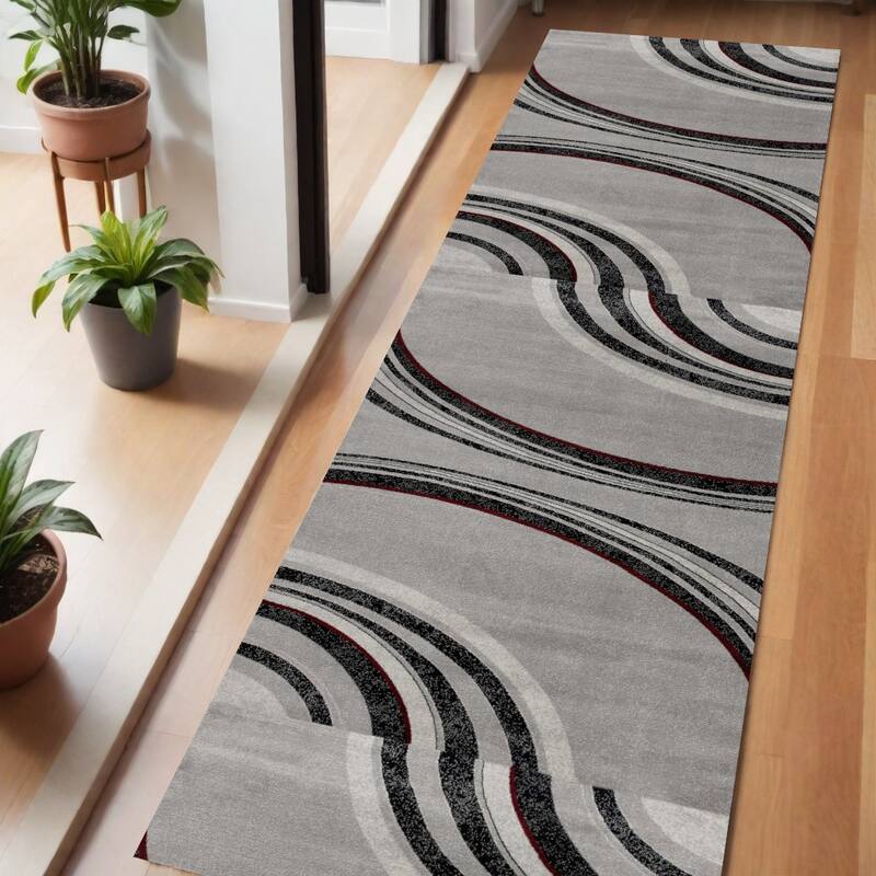 HomeRoots Abstract Modern Runner Area Rug - 72.00 in. x 27.00 in.  x 0.30 in.