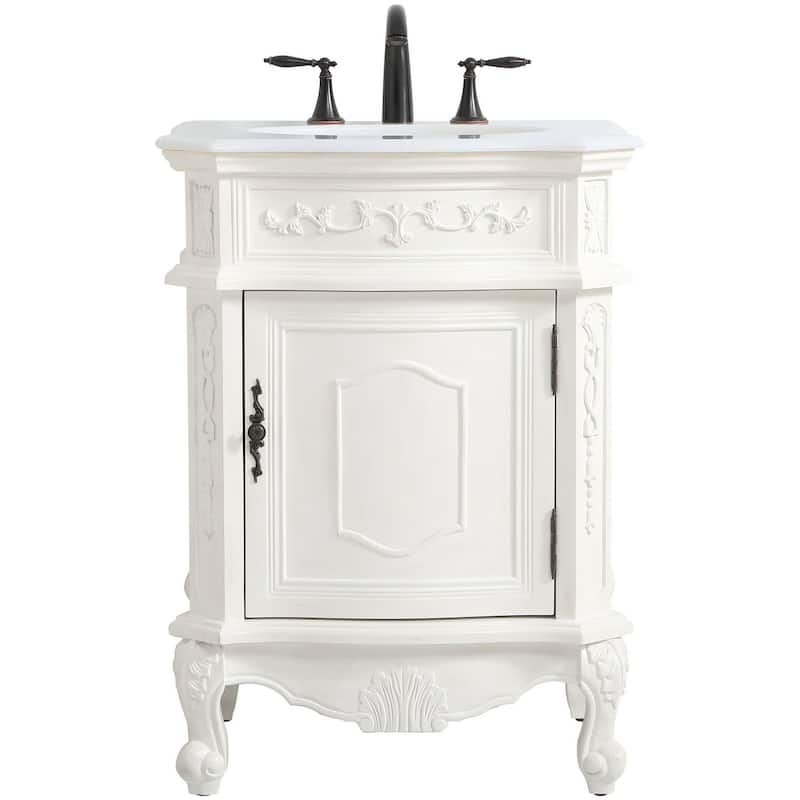 Elegant Lighting VF-1031-VW Berkshire 24" Free Standing Single Basin - Antique White - Antique