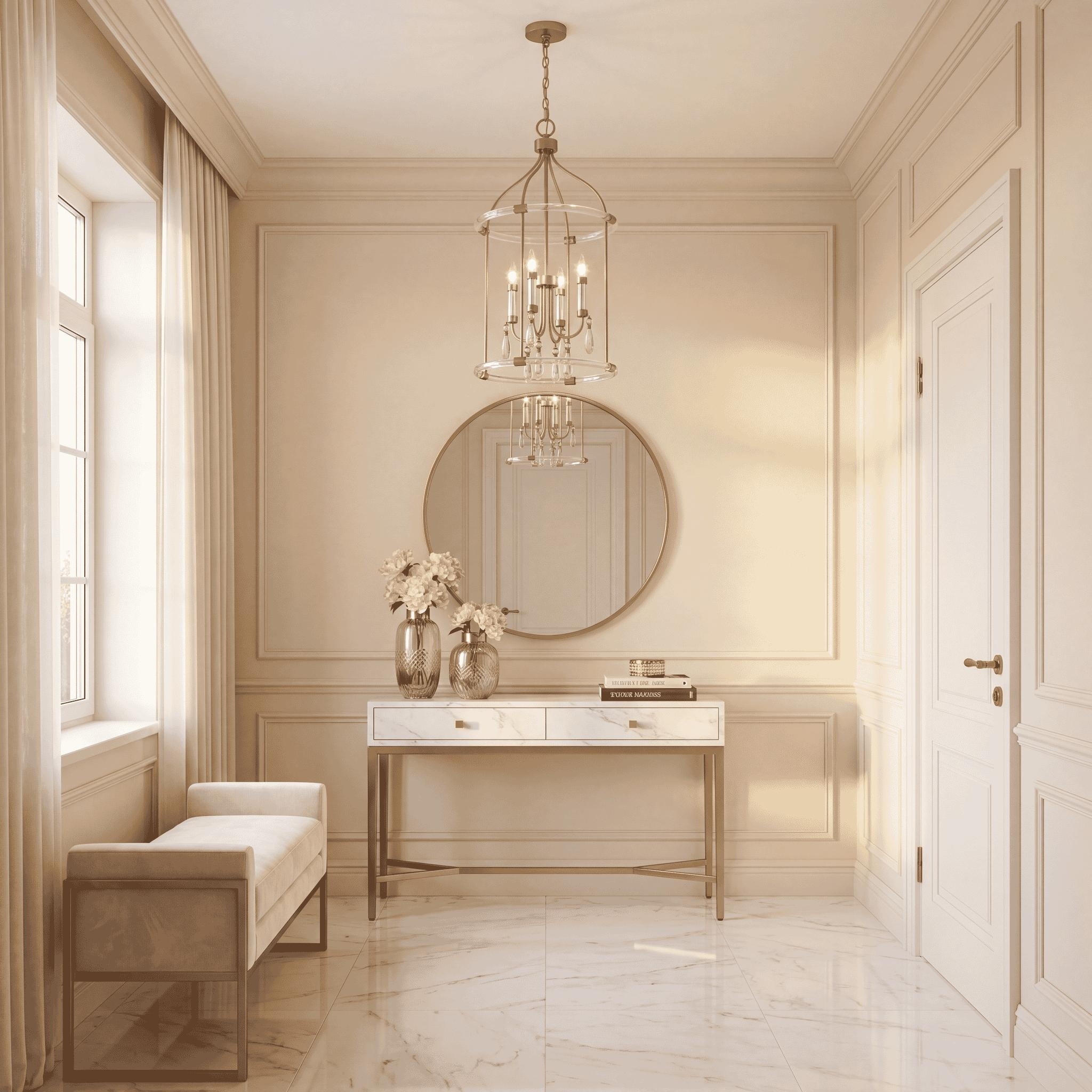 Mayfair 4-Light Pendant in Warm Brass and Chrome