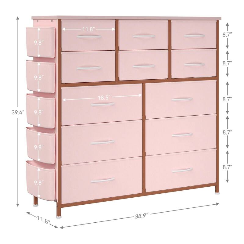 5 Drawer Fabric Dresser with Wooden Top,Large Storage Space