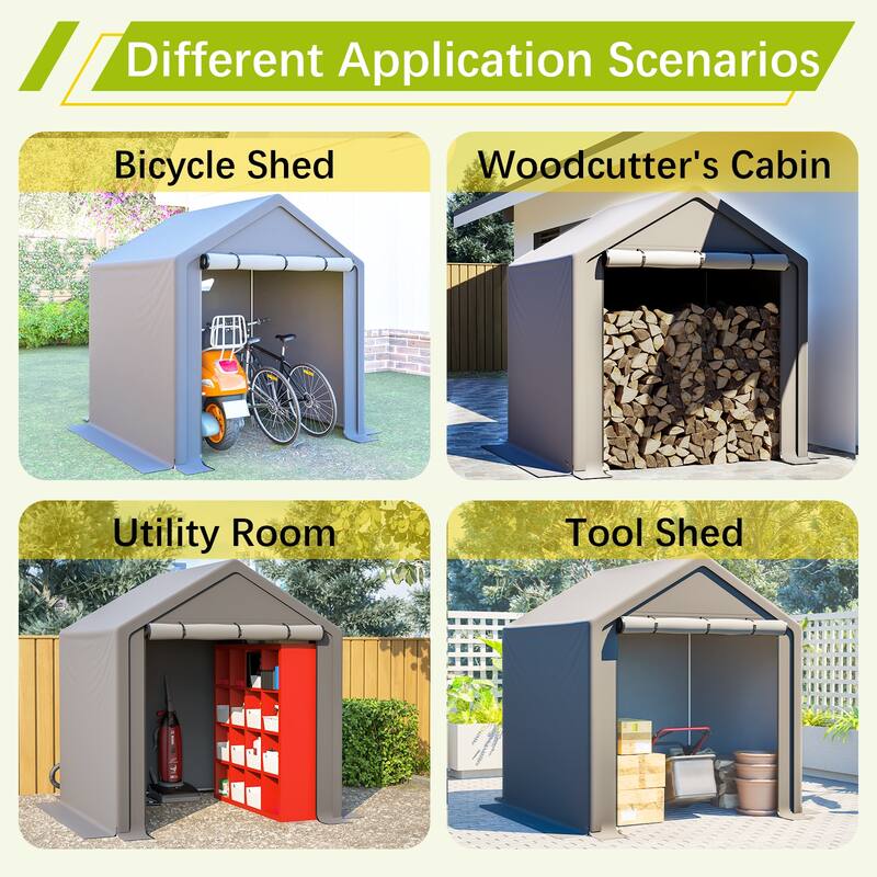 Anmytek 6x6 FT All-Season Storage Tent Quick-Install Waterproof & UV-Resistant Outdoor Shed