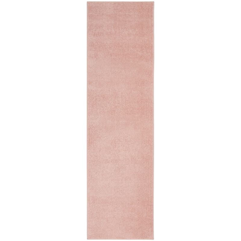 Nourison Essentials Solid Contemporary Indoor/Outdoor Area Rug - 10' Runner - Pink