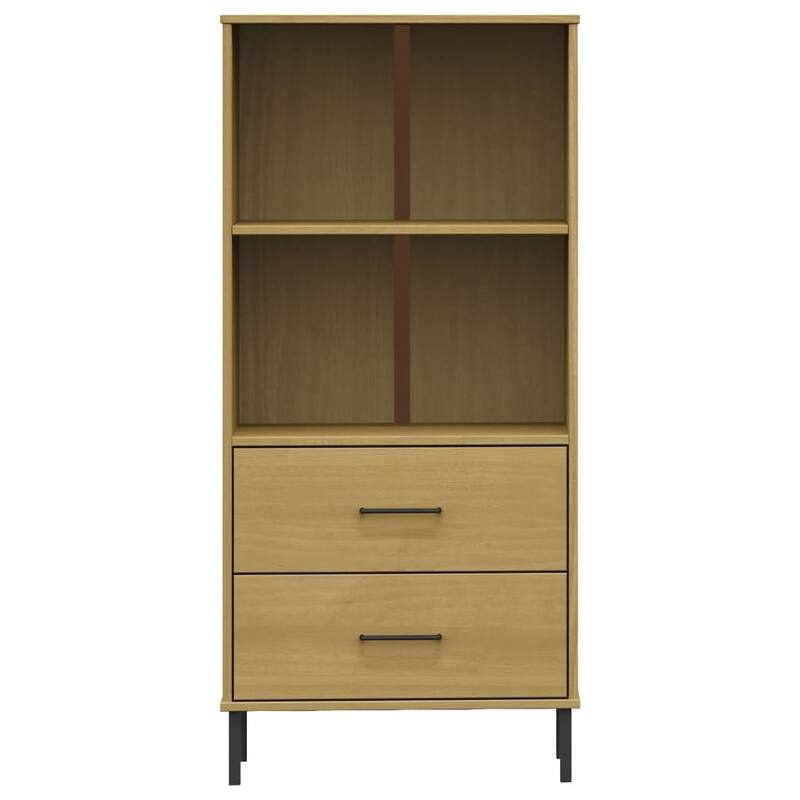 vidaXL Bookshelf Book Cabinet with 2 Drawers Storage Cabinet OSLO Solid Wood - 23.6" x 13.8" x 50.6"