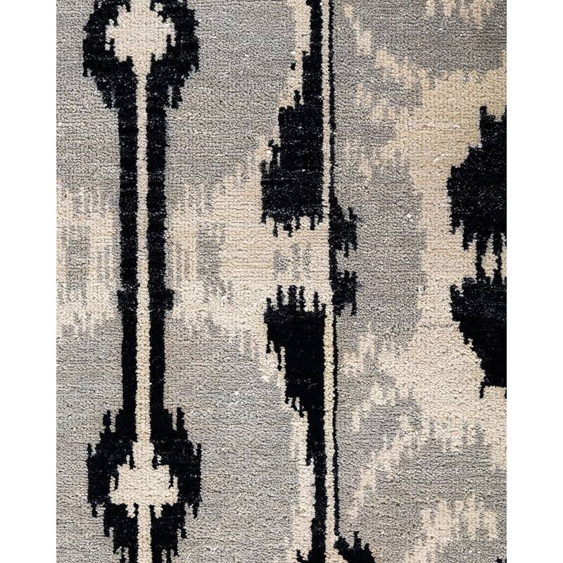 Ikat One-of-a-Kind Hand-Knotted Area Rug - Black, 8' 1" x 10' 2" - 8' 1" x 10' 2"