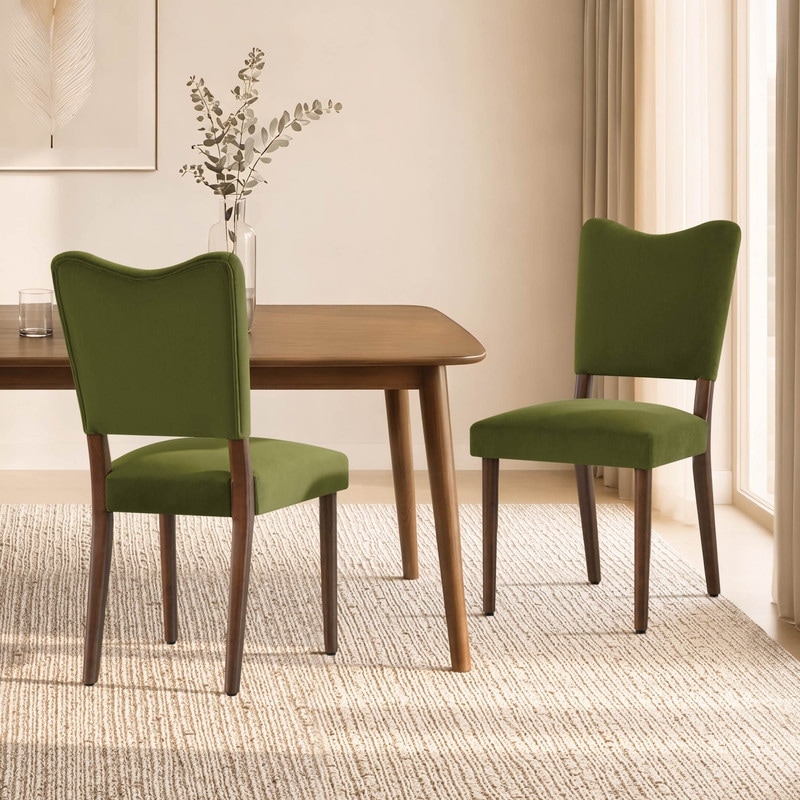 Spruce & Spring Modern Velvet Upholstered Dining Chair with Solid Wood Legs