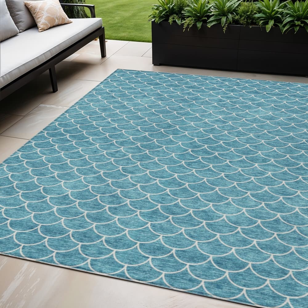 HomeRoots Geometric Transitional Rectangle Outdoor Rug