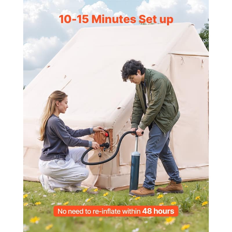 Inflatable Tent for Camping 4-6 Person Glamping Tent with Pump Easy Set up - Multi