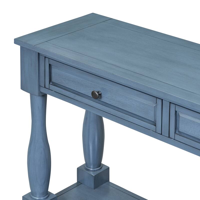 Long Console Table with Drawers and Shelf
