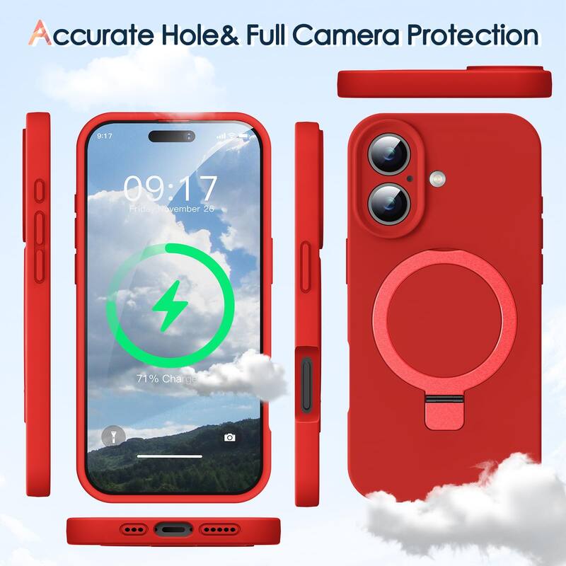 iPhone 16 Case, Liquid Silicone, Moisturizing Factor, Extreme Soft Slim Phone Case with Stand Compatible with MagSafe 6.1 inch