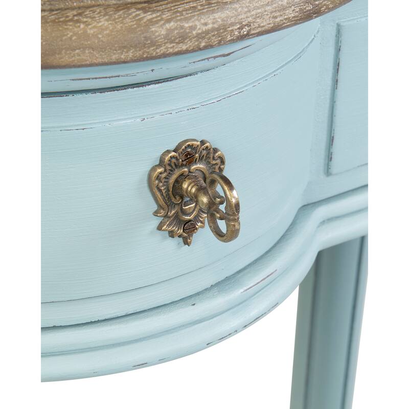 Painted Wood Console End Table With Natural Top by East at Main