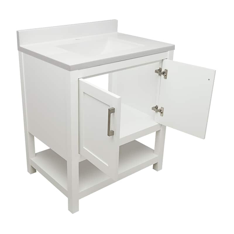 Taos 31 in. W x 22 in. D x 36 in. H Bath Vanity in with White Cultured Marble Top Single Hole.