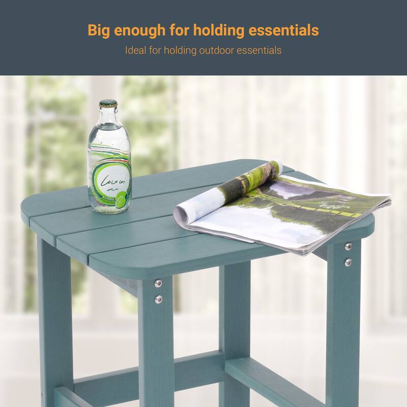 LIVOOSUN Patio Adirondack Plastic Wood Outdoor Side Table for Deck