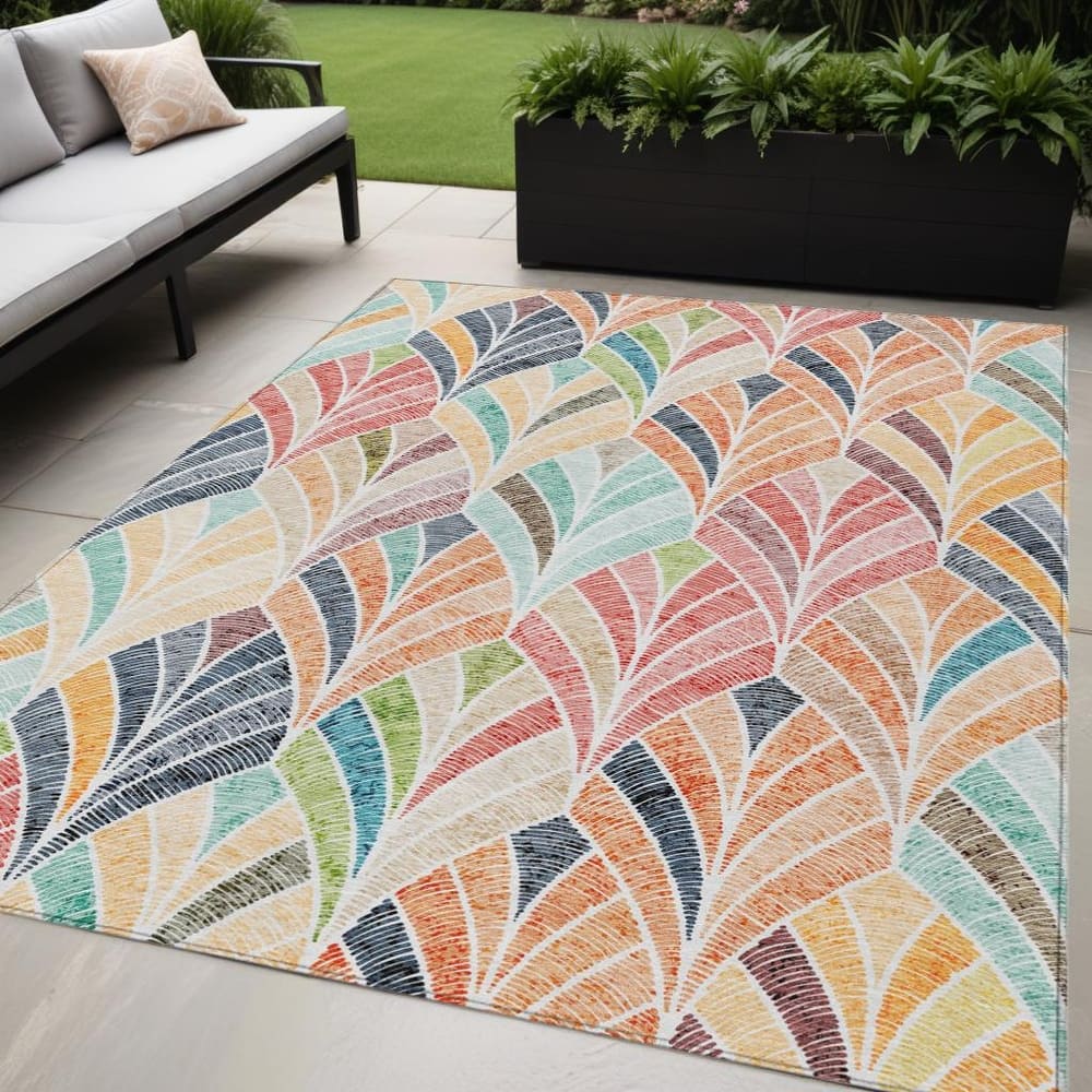 HomeRoots Geometric Transitional Rectangle Outdoor Rug