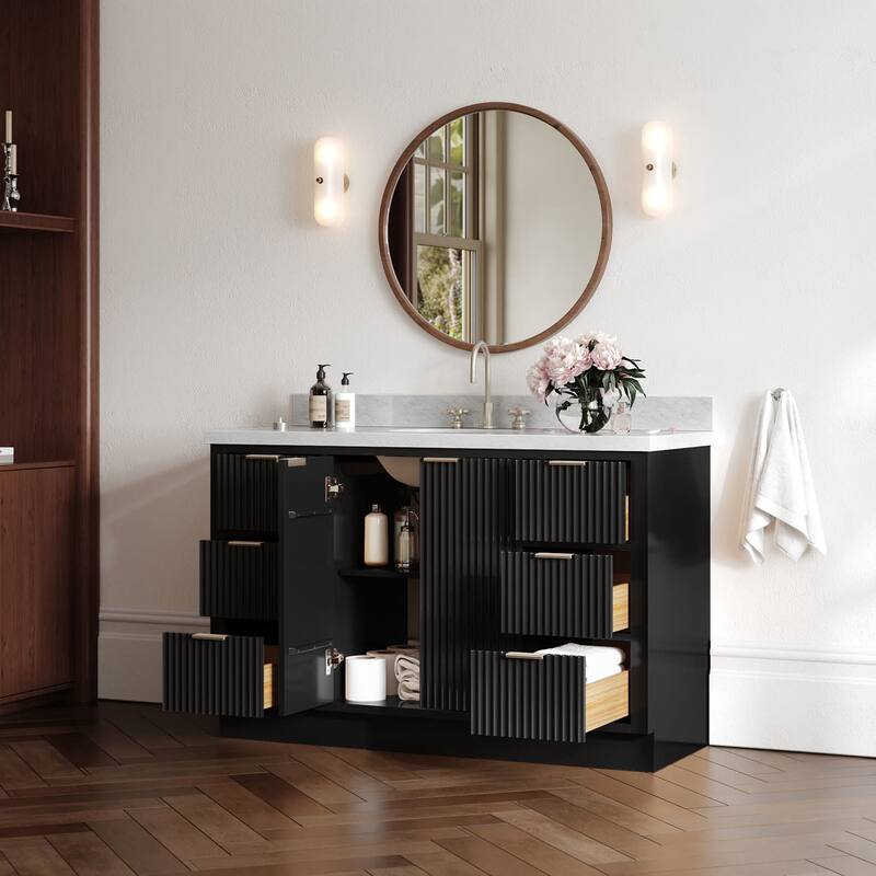Ariel P55CWOVO Milan 55" Free Standing Single Basin Vanity Set with
