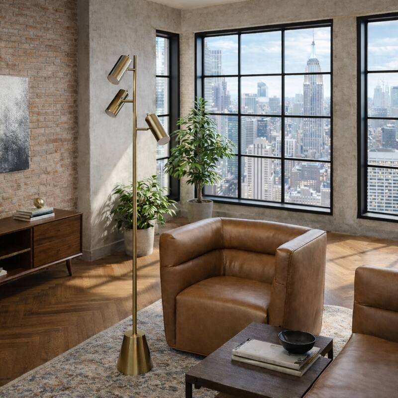 Jena Luxe Gold Triple Spotlight Floor Lamp