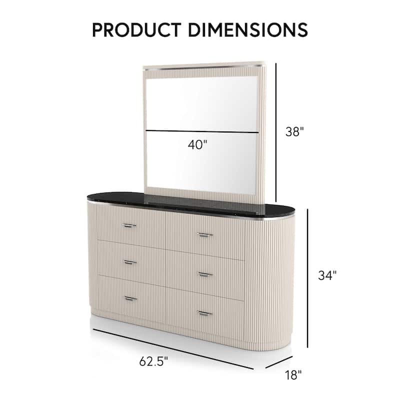 Furniture of America Leander Modern 2-piece Light Gray Solid Wood Dresser and Mirror Set