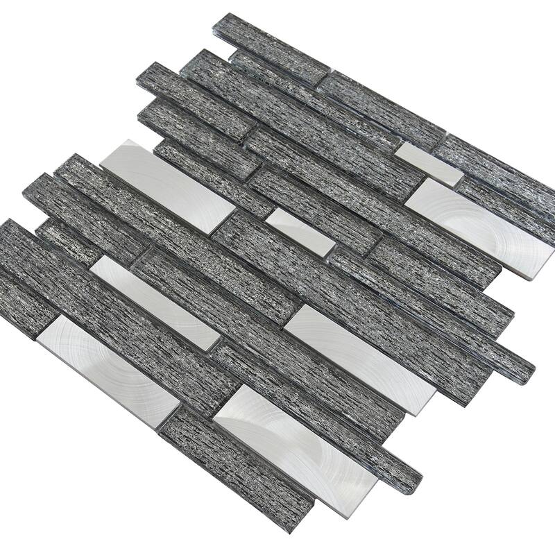 Altair Glena Rectangular Laminated Glass Mosaic Mix Aluminum Wall Tile