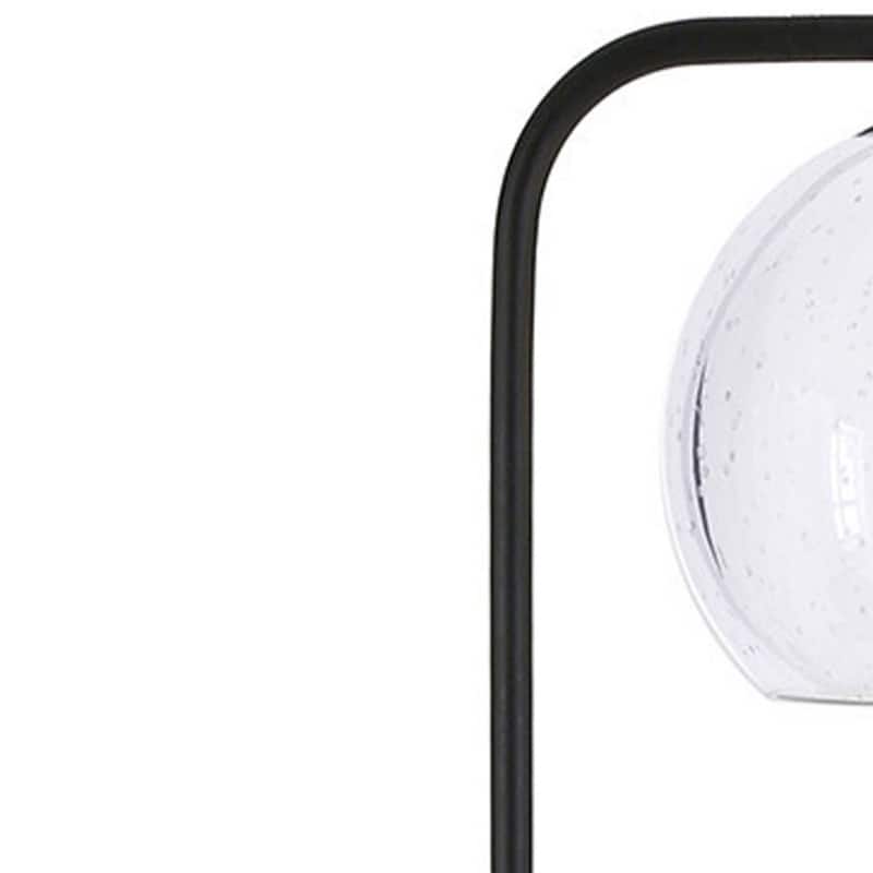 68” Modern Steel Floor Lamp with Frosted Glass Globe Shade and Foot Switch Plug-In Reading Light - 68”H x 18”W x 11”D