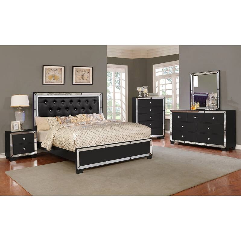 Everly a Crystal Tufted with LED lightning Bedroom Set