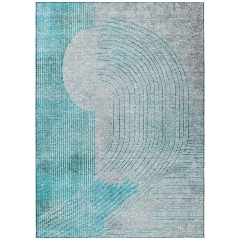 HomeRoots Geometric Transitional Rectangle Outdoor Rug