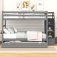 preview thumbnail 2 of 7, Gray Full-Over-Full Bunk Bed with Trundle and Storage Stairs