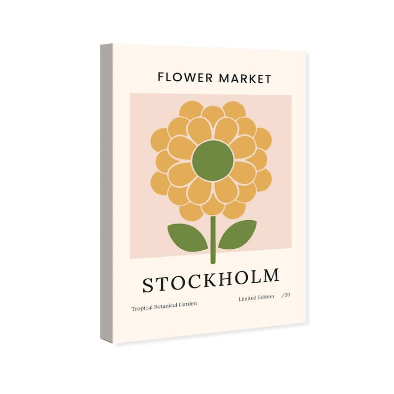 Wynwood Studio Canvas Floral and Botanical Flower Market Stockholm Green and Modern & Contemporary Wall Art Canvas Print