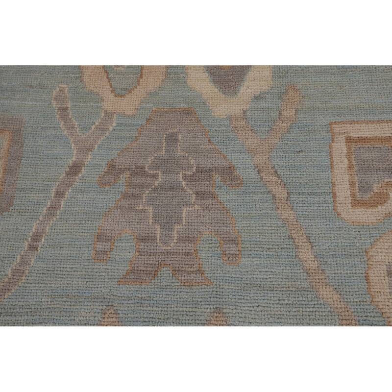 Light Blue Oushak Vegetable Dye Rug Hand-Knotted Wool Carpet - 8'1"x 10'1"